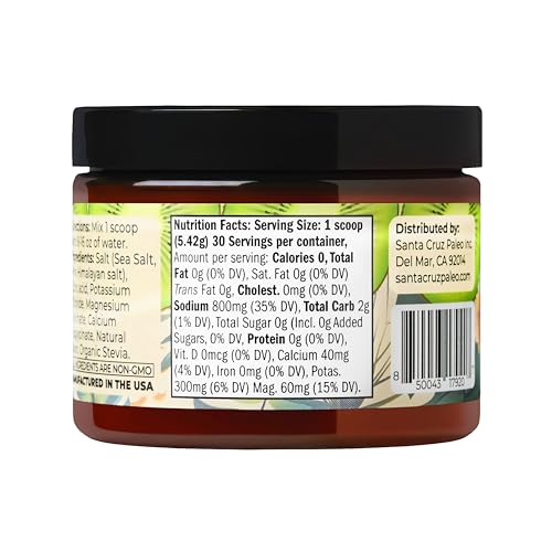 Image of Santa Cruz Paleo Electrolyte Powder, Kiwi Flavor, Sugar Free Hydration Drink Mix with Himalayan Pink Salt, Sea Salt, Magnesium Glycinate, Potassium Chloride, Sweetened with Stevia, 30 Servings