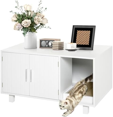 PawHut Arenero Rascador Caja de Arena Mueble con Puerta 91x52x50,...