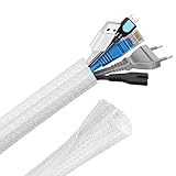 Hocerlu ケーブル収納スリーブ 配線隠し 長さ約3M 直径16mm 編組ケーブルカバー、ケーブル まとめる 犬と猫によるコード噛み切り対策用 家庭用/オフィス用/自動車用コード まとめる（白）