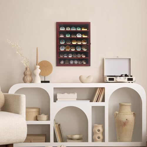 Image of FramePro Shadow Box Frame with Removable Shelves, Deep Memory Box Display Case for Collector, Keepsake Coins Military Medals Pins Wedding Flowers Cherry Finish 12x16