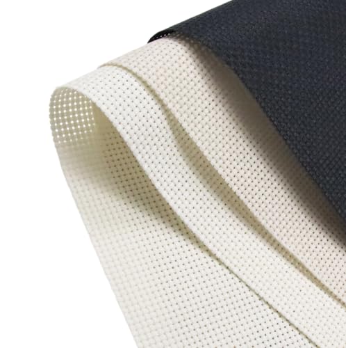 Image of KCS 3 pc of 15 inch x 18 inch(38cmx45cm) 11 Count Cross Stitch Cotton Aida Cloth Needlework Rolled Fabric Box,11CT,Antique White+Pearl Grey+Black