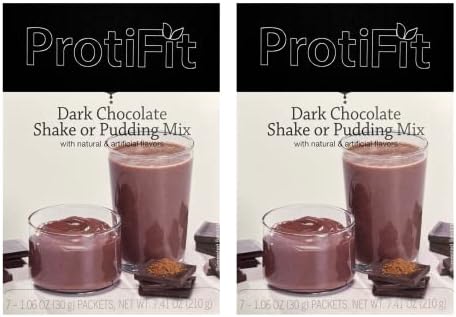 PROTIFIT - High Protein Dark Chocolate Pudding & Shake Mix 2 Pack, 15g Protein, Low Calorie, Low Fat, Low Carb, Aspartame Free, Idea Protein Compatible, Meal Replacement, 7 Servings Per Box, (2 Pack)