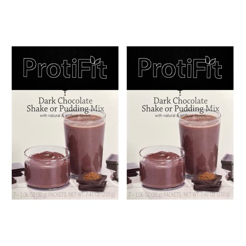 Protifit - High Protein Dark Chocolate Pudding & Shake Mix 2 Pack, 15G Protein, Low Calorie, Low Fat, Low Carb, Aspartame Free, Idea Protein Compatible, Meal Replacement, 7 Servings Per Box, (2 Pack) #TOP2
