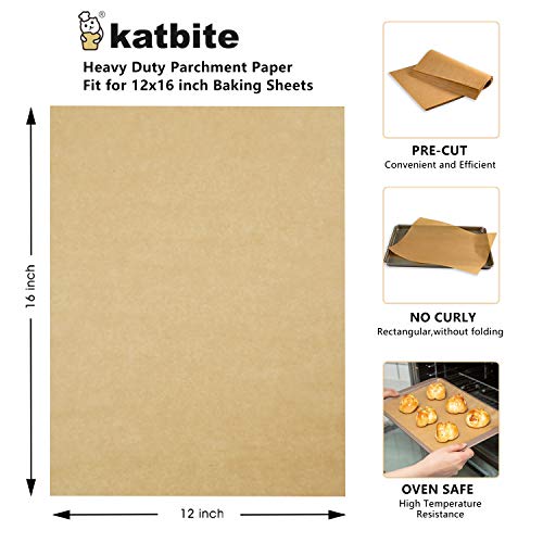 image for Katbite Heavy Duty Unbleached Parchment Paper 200 pcs, 12x16 inch Parc
