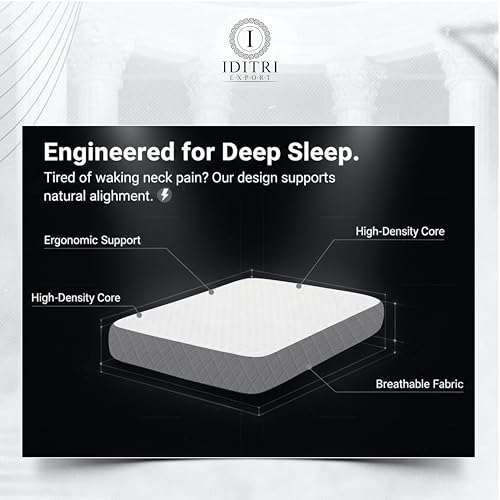 Image of Cervical Support Pillow Set of 2, High Density Memory Foam for Neck Pain, Luxury Breathable Fabric, Orthopedic Bedding for Aligned Spine, White and Grey, 50x30x6 cm