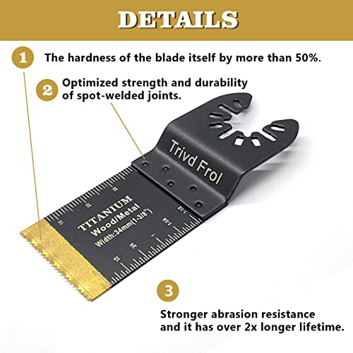 10PCS Titanium Oscillating Multitool Blades, Oscillating Saw Blades Metal Cutting for Nails Wood Plastic and Hard Material Oscillating Tool Blades Kit fit Dewalt Rockwell Milwaukee Makita Bosch