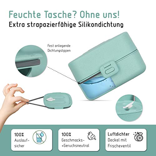 BJORKI® Bento Box für Kinder inkl. Bonus Namensticker - Auslaufsichere Lunchbox mit Fächern - Nachhaltige Brotdose Kinder für Kindergarten & Schule - Die Jausenbox für unterwegs. – Bild 7