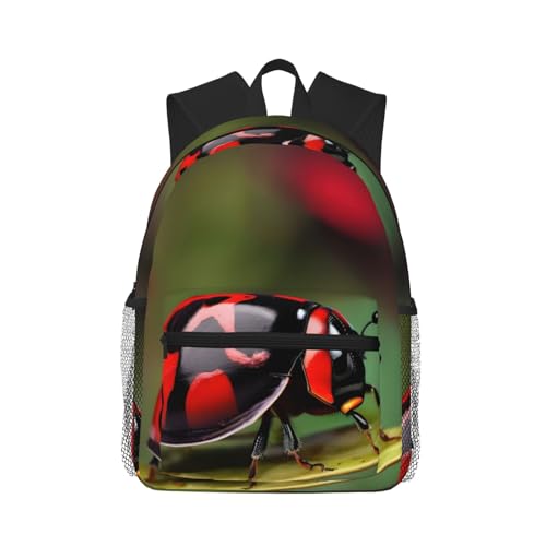 Sac à dos rouge et noir ultra léger au design original de coccinelle