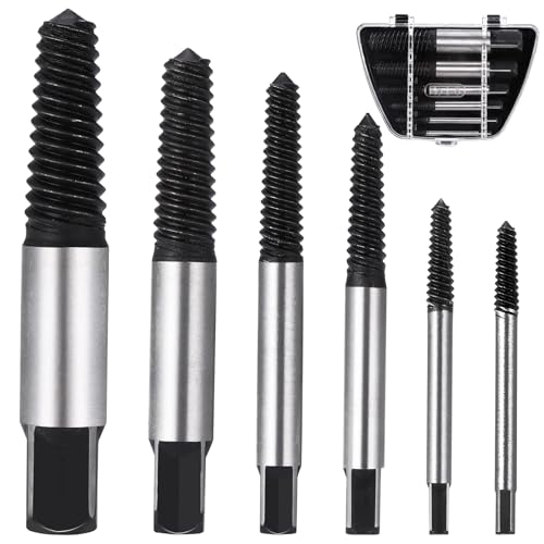 JIZZU Extracteur de Vis M3-M22, 6 Pièces Extracteurs de Vis Cassé, Tourne a Gauche Extracteur avec Boîte de Rangement pour Enlever Vis Rouillées, Coincées...