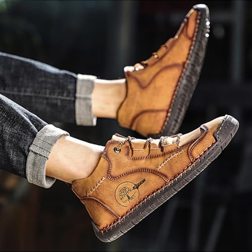 Matufit Shoes for Men, Men's Genuine Leather Handmade Anti-Collision Orthopedic Loafers Casual Comfortable Sneakers4