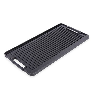 Artisanal Kitchen Supply Pre-Seasoned Cast Iron Double Burner GrillGriddle in Black Oven Safe up to 500º F Ultra Durable Reversible