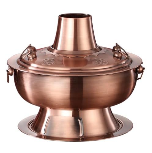INUUXLG Chinese Hot Pot Traditional Chinese Hot Pot Vintage Shabu Pot Hot Pot Stainless Steel Hotpot Cooker Cookware Hot Pot(34cm) (A 30cm) (A 34cm)