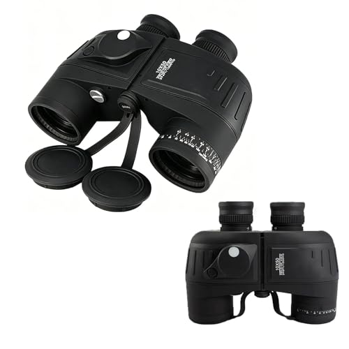 Prismáticos 10 × 50 con Brújula Impermeable Gran Aumento Telémetro De Alta Definición Visión Nocturna con Poca Luz Ideal para Actividades Al Aire Libre Paseos En Bote Pesca Y Navegación(Negro,10)