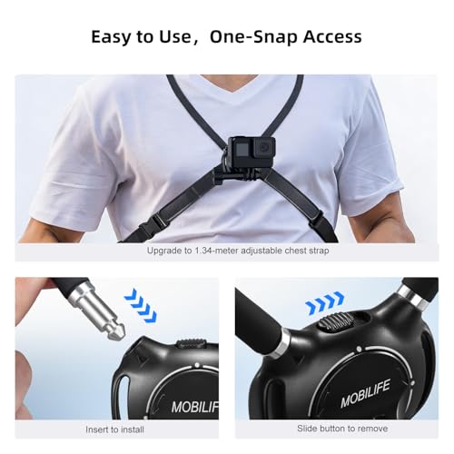 Image of MOBILIFE Action Camera Neck Mount Hands-Free POV Neck Holder 360 Adjustable Ergonomics Silicone Gooseneck Anti-Shake Chest Strap Air Cushion for GoPro Hero 13 /12 /11 /10 /MAX, Insta 360 X Series