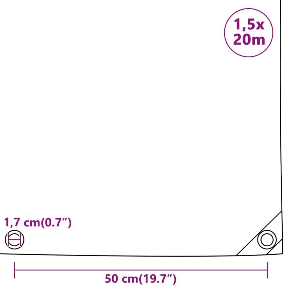 Mangloder Telone 650 g/m², 1,5 x 20 m, nero, impermeabile, antistrappo, resistente ai raggi UV, con occhielli in metallo e bordo rinforzato, per giardino, campeggio, rimorchio, cantiere ed esterni