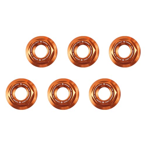 NICECNC 6 Stück Ritzelmuttern Set Orange M10X1,25 Compatible with 1290 Duke/R/GT,Flanschmutterschraube Aluminium