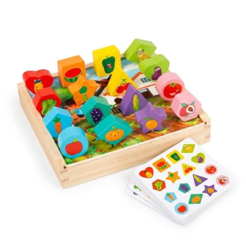 Image of HAPPY HUES Sorting & Stacking Toy- Skills Enhancement Motor Skill Toys for Toddlers /Kid -Magnetic- Capture The Worms Toys | Early Educational-Montessori Toy (Farm Sorting)