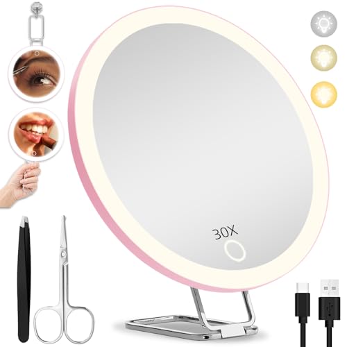 Espejo de Maquillaje 30X con Luz 6 Pulgadas