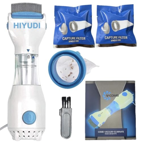 Image of Electric Head Lice Comb - Chemical-Free Lice & Nits Removal Tool with Suction - Reusable Lice Capture Comb for Kids & Adults - Safe, Gentle, and Effective Hair Vacuum Machine (WHITE)