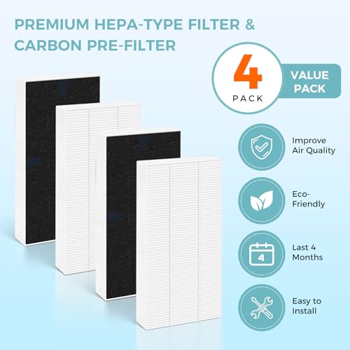 Image of 4 Pack U Filter Replacement for Honeywell HHT270, HHT290 Air purifier
