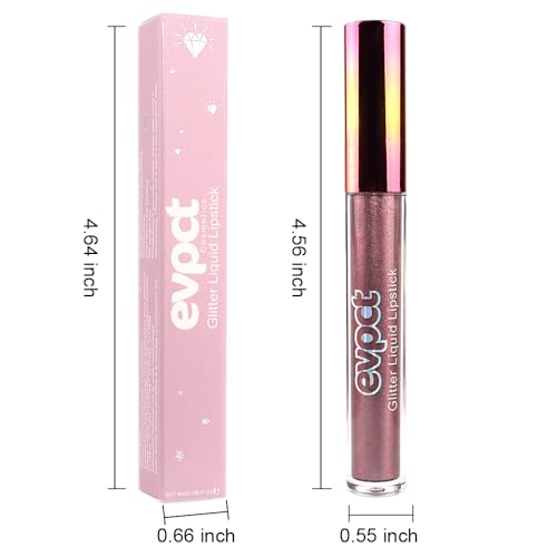 Image of evpct 1Pcs Taupe Mauve Glitter Metallic Shimmer Diamond Lipstick Lip Gloss Stain Set for Women Long Lasting Waterproof, Mauve Purple Sparkle Glitter Matte long Wear Liquid Lipstick Lip Makeup Kit, 08#