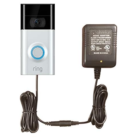 OhmKat Video Doorbell Power Supply - Compatible with Ring Video Doorbell 2 - Needs No Existing Wiring - Battery Charger, Transformer, Adapter, Power Kit & Supply All in One Cover
