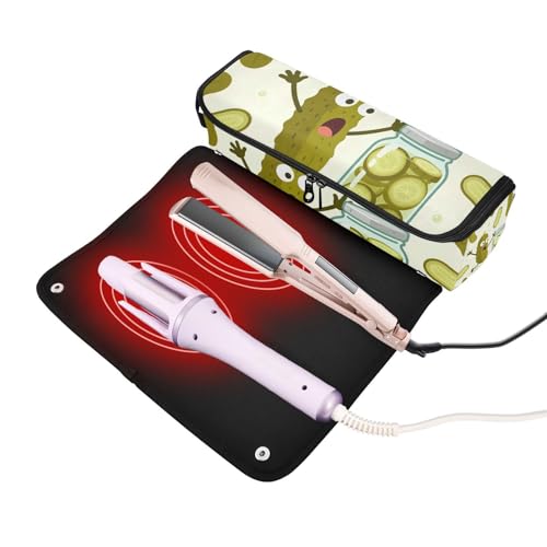 Estuche de viaje 2-en-1 para planchas y rizadores con pad resistente al calor y gran capacidad, organizador para herramientas de cabello y accesorios de cuidado miniatura 2