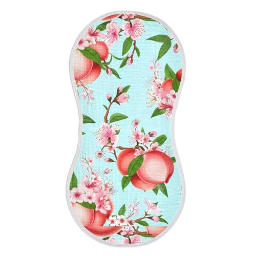 xigua Peach Fruits Baby Burp Cloths for Newborn Boys and Girls 2 Pack, Soft & Absorbent Cotton Baby Burp Cloth, Baby Washcloths, Newborn Towel, Burp Rags