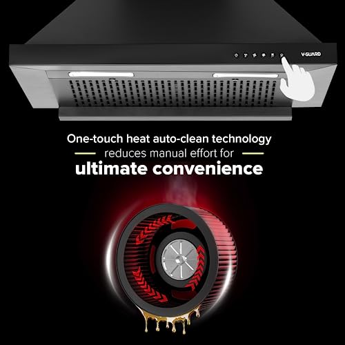 Image of V-Guard P10 60 cm Chimney for Kitchen | 1200 m /h High Suction Power | Filterless | One-Press Heat Auto-Clean | Energy-Efficient LED Lights | Low Noise | Easy-to-Clean Panel | Free Cleaning Contract