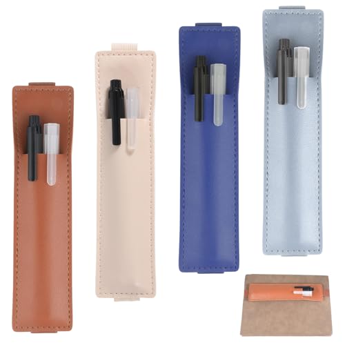 Thinp 4 estuches elásticos para bolígrafos, correas ajustables, de piel sintética, para diario, planificador, portalápices, cuadernos, suministros escolares y de oficina