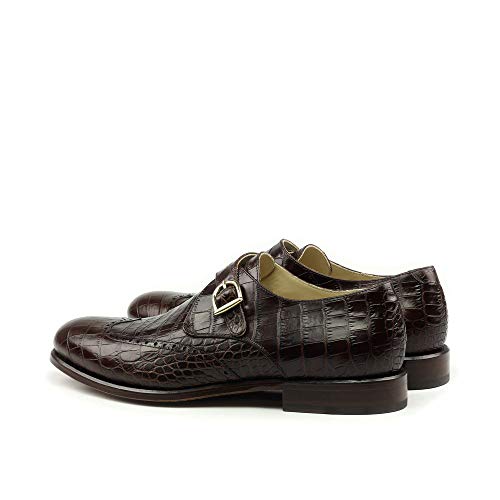 Costoso-Italiano-Goodyear-Welted-Nottingham-Mens-Brown-Croc-Print-Leather-Formal-Slip-On-Buckle-Monk-Strap-Shoes-with-Violin-Leather-Sole