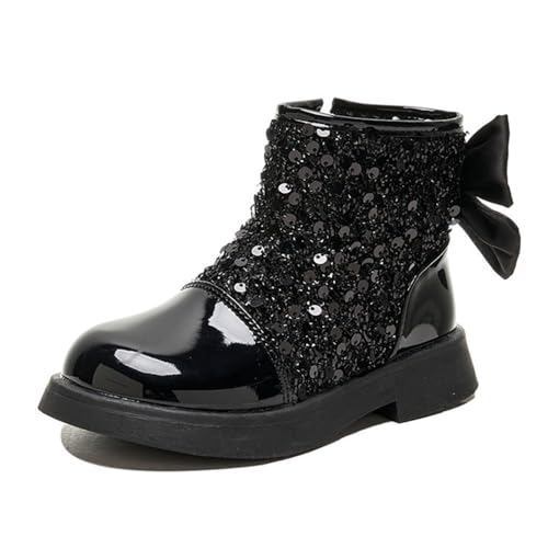 Girls Ankle Boots Fashion Boots for Girls with Zipper Short Sparkle Sequins Booties Lightweight Comfy Boots for Toddler/Little Kids/Big Kids