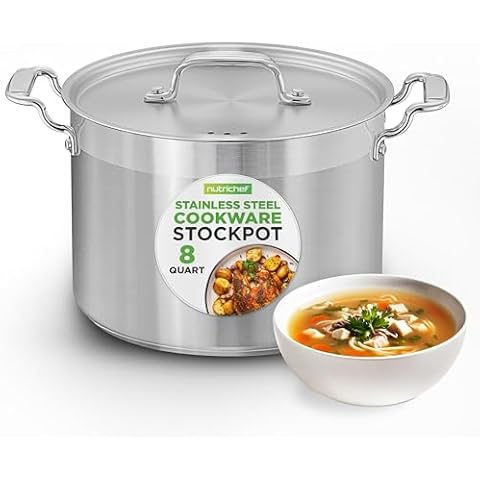 NutriChef 8-Quart Stainless Steel Stockpot Cover
