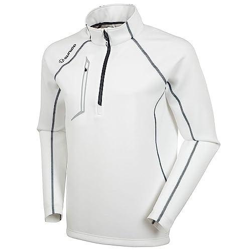 Sunice Mens Allendale 2.0 Water Repellant Golf Pullover - Pure White/Charcoal XXL