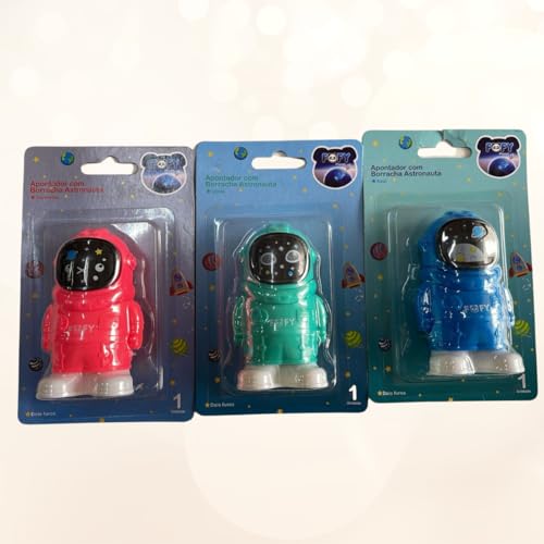 APONTADOR INFANTIL COM BORRACHA ASTRONAUTA COR VERDE - FOFY