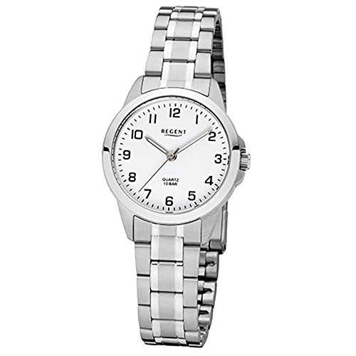 Regent Damen Armbanduhr mit Gehäuse und Armband aus Edelstahl, Zifferblattfarbe: Weiß, Gehäusedurchmesser: 29 mm, 12220998 Regent Damen Armbanduhr mit Gehäuse und Armband aus Edelstahl, Zifferblattfarbe: Weiß, Gehäusedurchmesser: 29 mm, 12220998