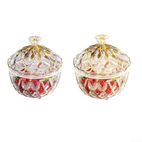 Plato de cristal colorido con tapa, tarro de cristal decorativo de 350 ml para bufé, almacenamiento de aperitivos, escritorio de oficina, organizador de joyas, encimera, decoración del hogar