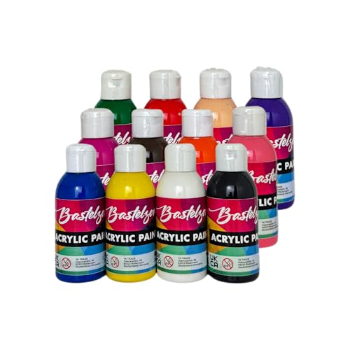 SÜDOR Acrylfarben-Set. 12 Farben je 100ml. Malfarben für Kinder. Deckende Farben für Leinwand, Pouring, Papier, Holz, Malkarton, Stein, Metall, usw. Allzweckfarben-Set 12 x 100 ml