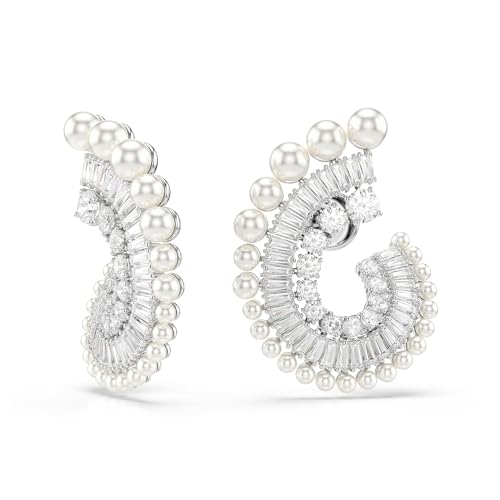 Ariana Grande Crystal and Pearl Pierced Earrings in Rhodium Finish - Part of the Ariana Grande x Swarovski Capsule Collection2