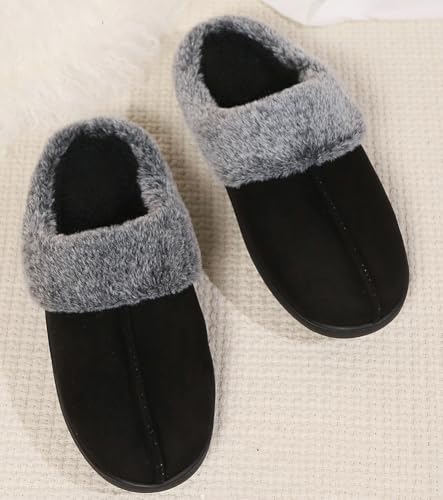 Pocadri Winter Slippers for Women Men Memory Foam House Shoes Faux Suede Upper Faux Fur Lining Warm Comfy Indoor Fuzzy Non-Slip Slippers2