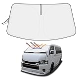 【ハンドル日よけカバー付き】Mozan トヨタ 新型ハイエース 200系 ワイドボディ 1-9型 サンシェード フロントガラス用 HIACE 200 2004年8月-現行 車用サンシェード UVカット 日よけ 日差しカット 遮光 断熱 折り畳み式 ハンドルサンシェード 収納袋付き ハニカム設計 インテリア 取付簡単 暑さ対策 内装パーツ メーカー直営