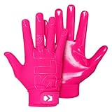 SLEEFS Youth Football Gloves for Boys and Girls, Neon Pink Sticky Receiver Flag Football Gloves for Youth, Adult Men or Women, Stretch Fit, No Slip, Perfect Grip, Machine Washable, Large