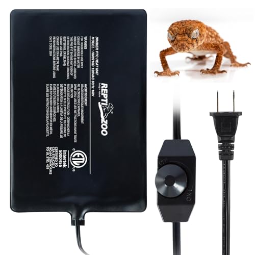 REPTI ZOO 8" X 12" Reptile Heat Pad Fast Heating Pad with Adjust Knob 16W Reptile Heat Mat for Turtles/Hermit Crabs/Bearded Dragons/Leopard Geckos/Snakes/Lizards, and Seed Germination