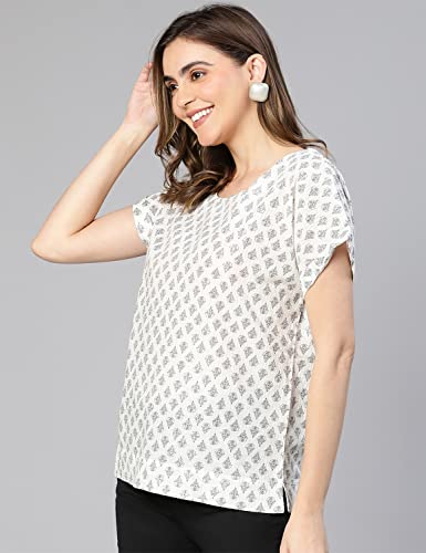 Image of oxolloxo Women Aztac Print Casual Back Tie Knot Detail Cotton Top