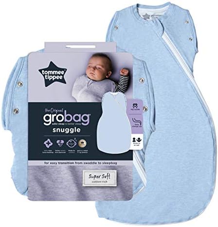 Tommee Tippee Baby Sleep Bag, The Original Grobag Snuggle, Soft Cotton-Rich Fabric, 3-9m, 2.5 Tog, Blue Marl