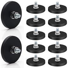 Winspeed M6 Rubber Coated Magnet 30LBS, 12 Pack Anti-Scratch Neodymium Magnet M6 Rubber Coated Mounting Magnets Base with M6 Threaded Studs for Light Bar Mirror Camera Tool