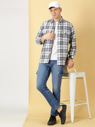 Image of Thomas Scott Men's | Checks | Full Sleeve | Regular Fit | 100% Cotton | Double Pocket | Spread Collar | Casual Shirt