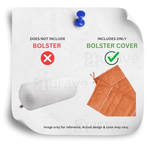 Image of AURAVE Suede 300 TC Printed Bolster Cover with Drawstring Closure, Set of 2, Soft Breathable Durable Machine Washable for Sofa Bed & Home Decor, 15 inchx30 inch, Orange | Cover Only