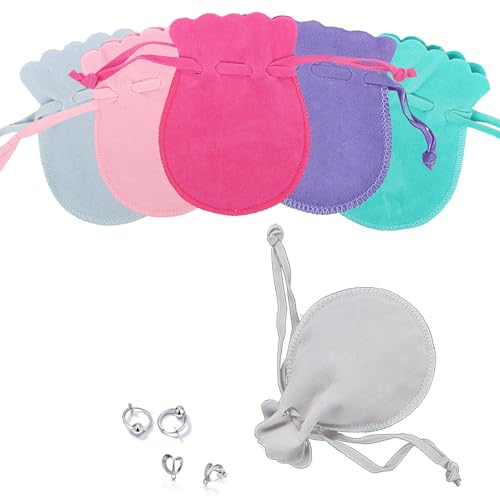 FAST-FX 6 Pcs Small Jewelry Gift Calabash Pouch with Drawstrings,with Drawstrings Jewellery Gift Bags,7cm x 9cm Velvet Jewellery Pouch Solid Color For Keeping Jewelry and Other Small Items (6 Color)