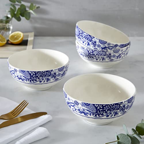 Spode Brocato Set of 4 16cm Rimless Bowls, Blue & White, 16.3cm - Image 4